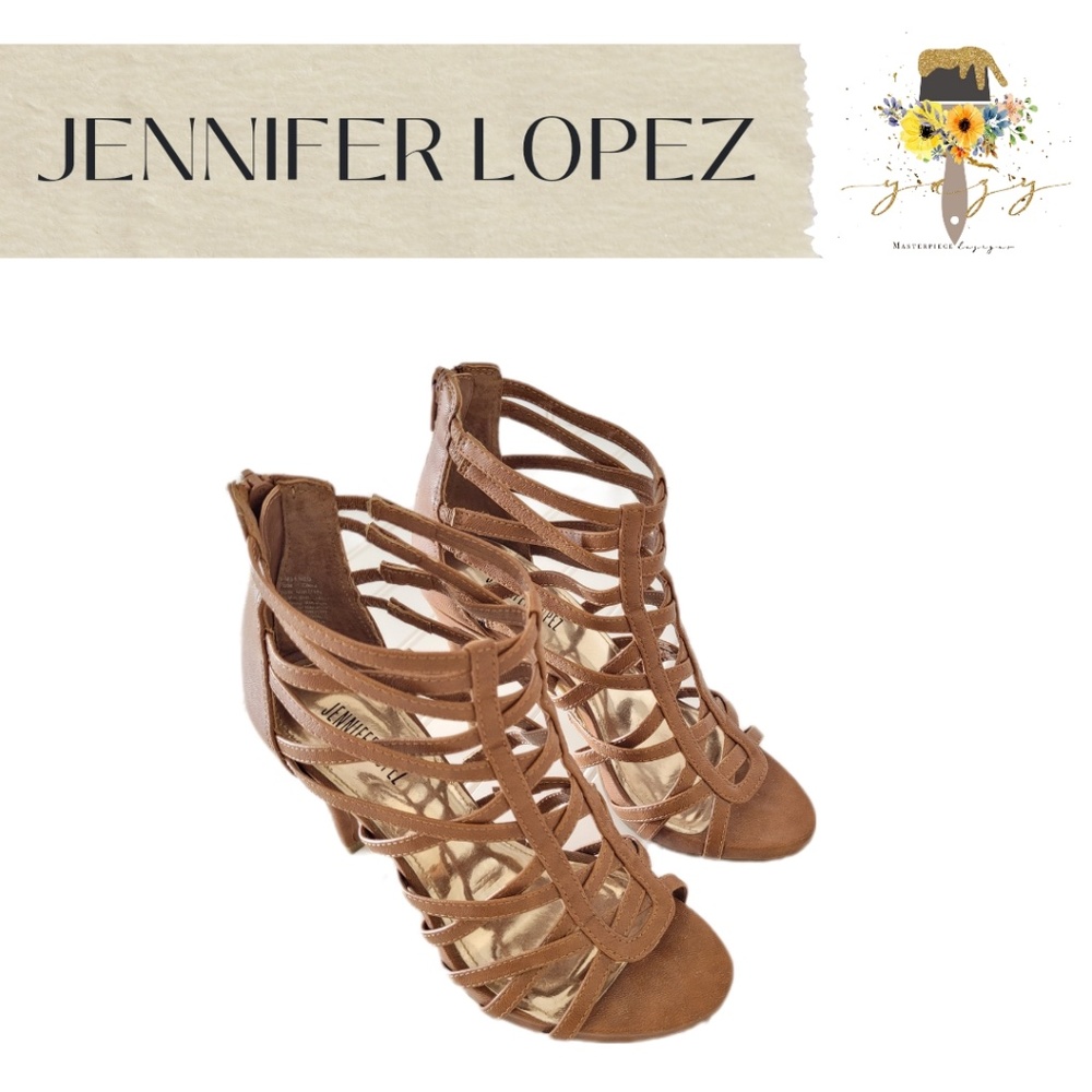 JENNIFER LOPEZ, Brown, Lace Up Heel Sandals, 6